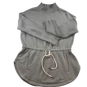 NWOT Lou & Grey Women Gray Mock Neck Drawstring Waist Fleece Tunic Sweatshirt
